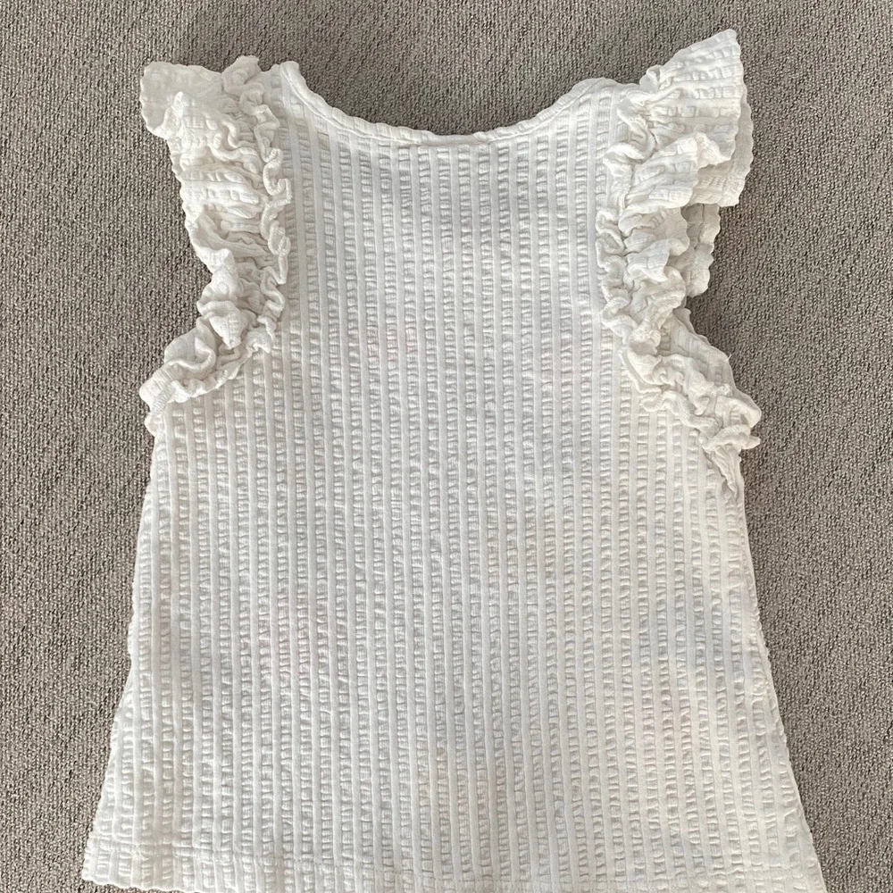 C&C California White Fruity Ruffle Tank Top